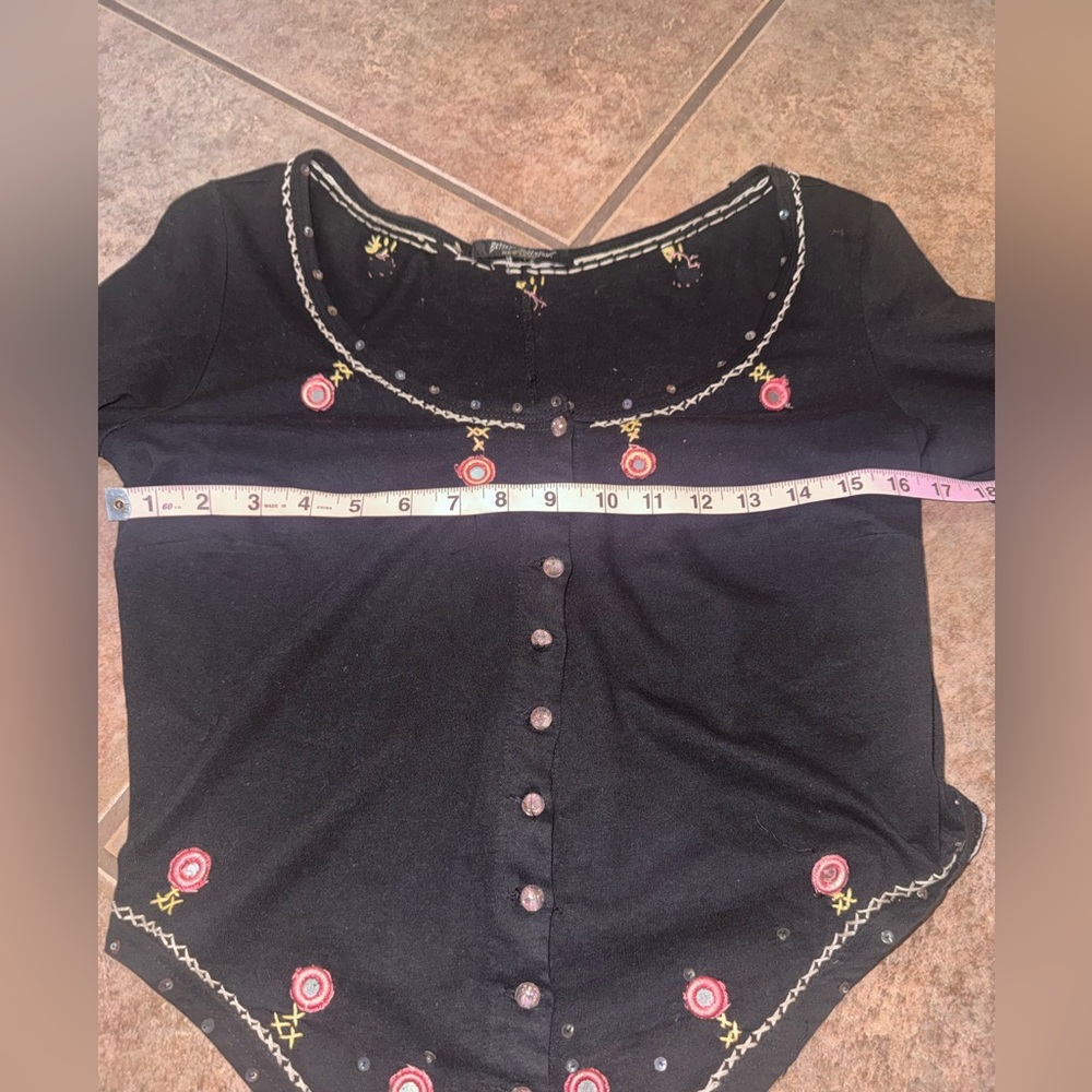Betsey Johnson New York vintage y2k sequin beaded embroidered cardigan medium - Picture 8 of 12